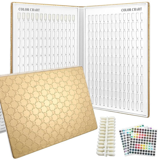 Nail Swatches Book - 308 Colors Professional Nail Color Chart | 360 Nail Tips for Gel Polish Display & Practice