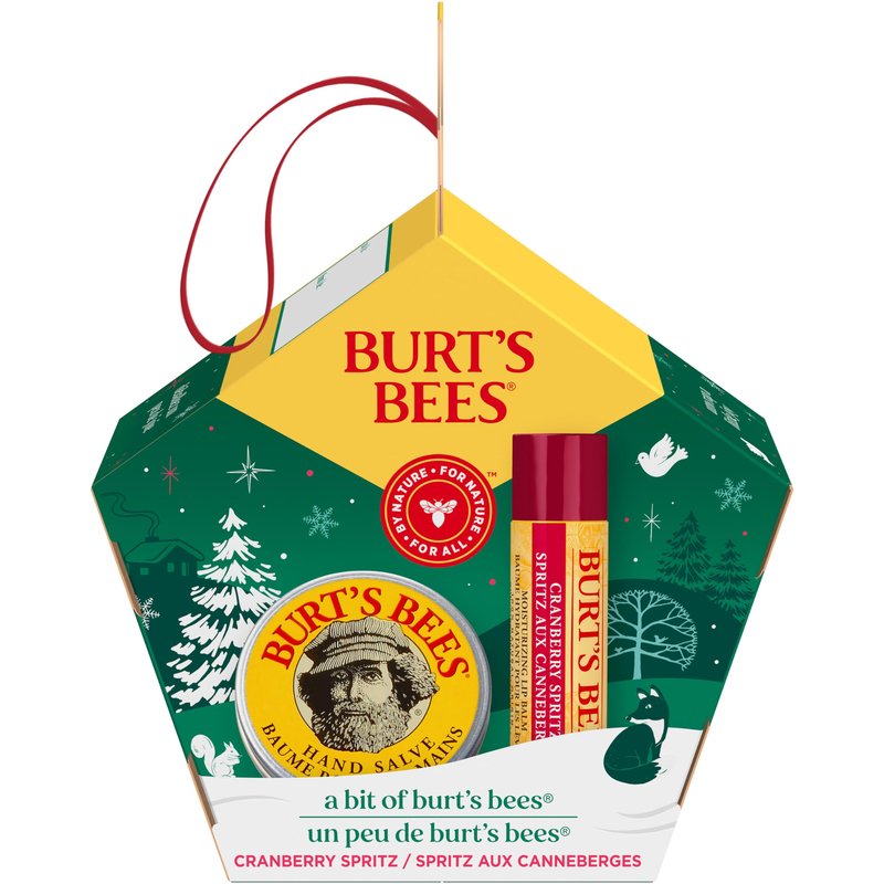 Burt's Bees A Bit of Burt's Bees Cranberry Spritz Lip Balm and Hand Salve Gift Set, Natural Origin Skin Care and Lip Care, 2-Piece Set, 0.15 oz./0.3 oz.