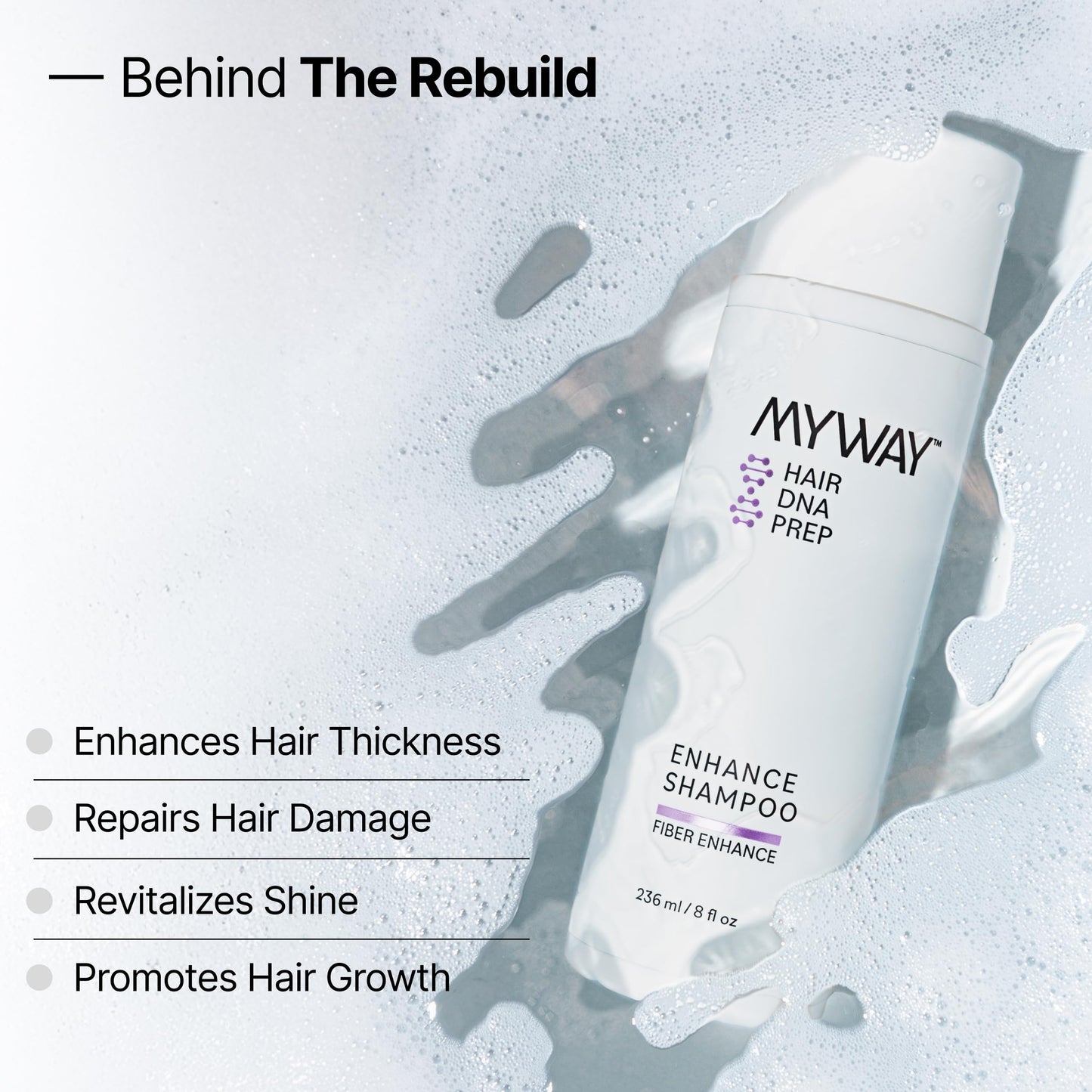 My Way Hair DNA Enhance Shampoo – Volumizing Shampoo with Argan Oil for Enhanced Thickness, Growth, and Shine – Paraben, Phthalate, Sulfate, and Cruelty-Free Hair Care (8 oz)