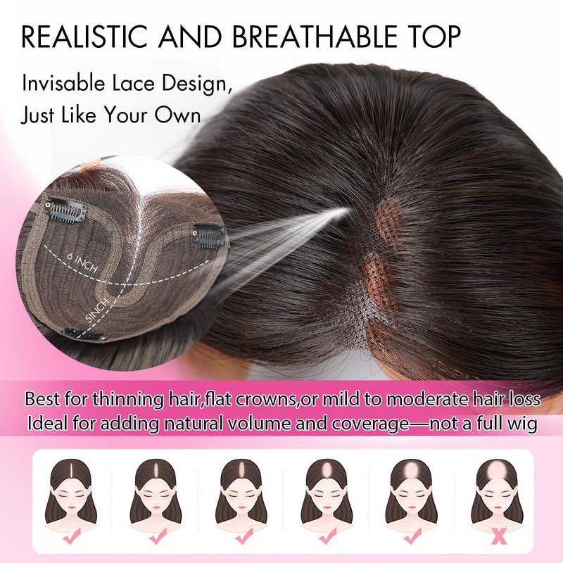 Isaic Hair Toppers for Women with Thinning Hair, 24 Inch Synthetic Clip in Topper Hair Extensions with Adjustable Band, Layered Wiglet Adds Volume and Natural Coverage (Dark Brown)