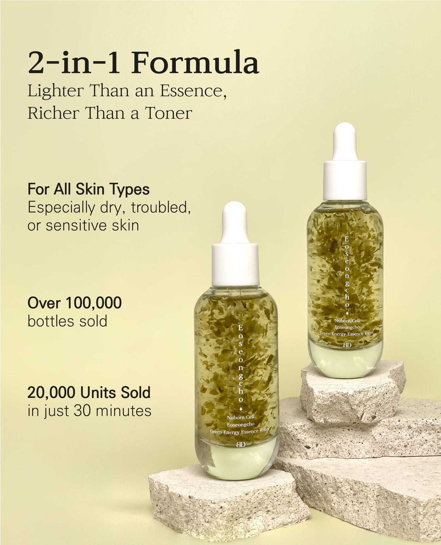 BLANC DUBU Nuborn Cell Eoseongcho Green Energy Essence Toner | Hyaluronic Acid Face Serum with Houttuynia Cordata | Hydrating Toner for Korean Skin Care (50g)