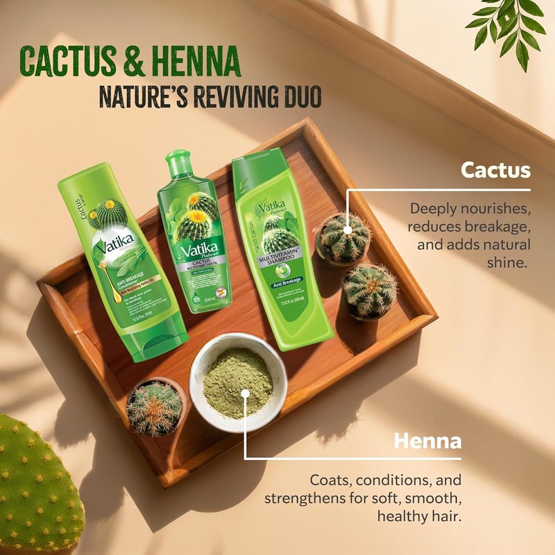 Cactus Shampoo, Conditioner & Hair Oil Combo - Strengthens Weak Hair, Reduces Breakage | 400ml