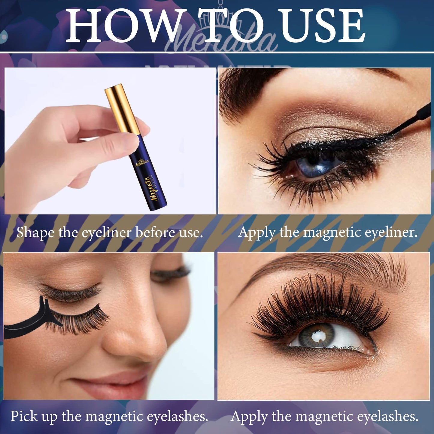 MENAKA Magnetic Lashes Nautral Looking False Eyelashes Russian Strip Lashes Mink Wispy Fluffy Lashes Pack D Curl Thick Full Volume Cat Eye Lashes 10 Pairs（2 black+2 brown)