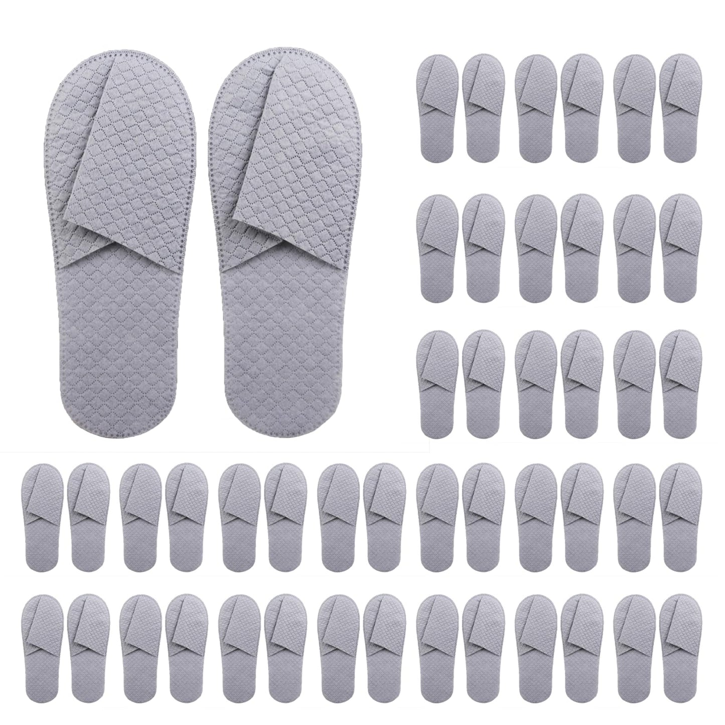 16 Pack Premium Spa Slippers Cooling Breathable Design Non Slip for Hotels Travel Home Use Bulk Value Set with Transparent Pouch（gray）