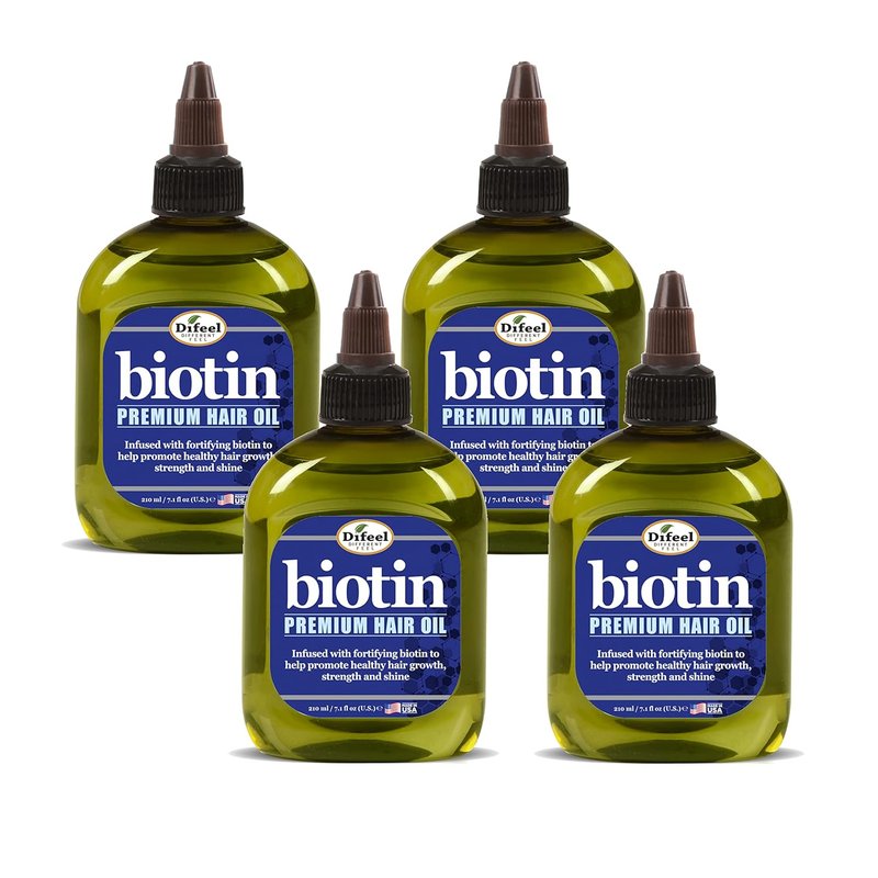Difeel Biotin Hair Oil - Nourishing Formula for Healthy Hair Growth | 7.1 oz (Pack of 4)