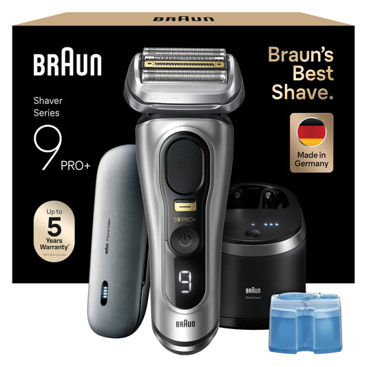 Braun Series 9 PRO+ 9577cc Electric Razor for Men, 5 Pro Shave Elements & Precision Long Hair Trimmer, 6in1 SmartCare Center, PowerCase for Mobile Charging, Wet & Dry, 60min Battery Runtime