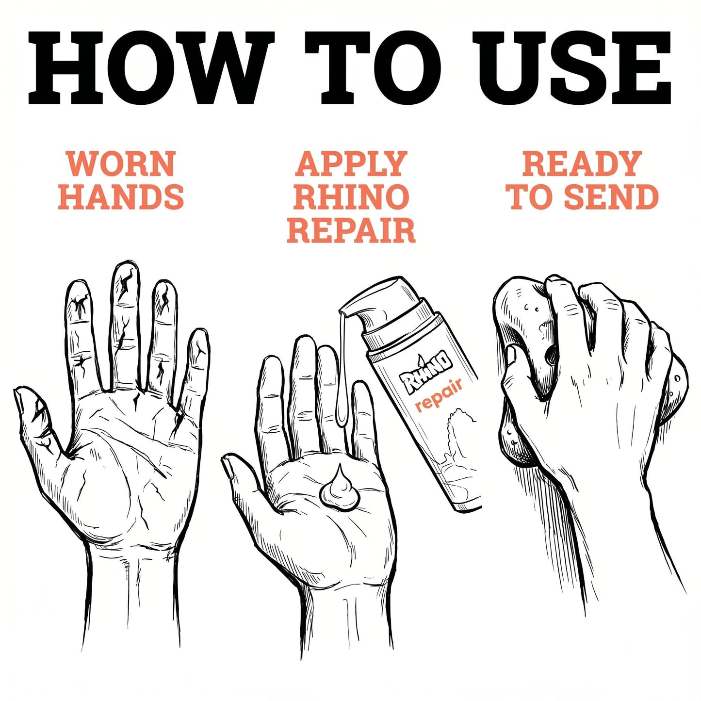 Rhino Skin Solutions Repair Cream Made for Your Adventure, Hand Repair Cream for Dry Cracked Hands, Non Greasy Hand Lotion with Honey and Tea Tree for Athletes and Workers, Made in USA (8 oz)