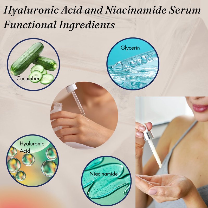 Pure Hyaluronic Acid and Niacinamide Serum with Cucumber Extract 2/4/8 oz. Minimize Pores Helps to Eliminate Fine Lines Plumping Anti-Aging Face Skin Intense Hydrating and Moisturizing (4 oz.)