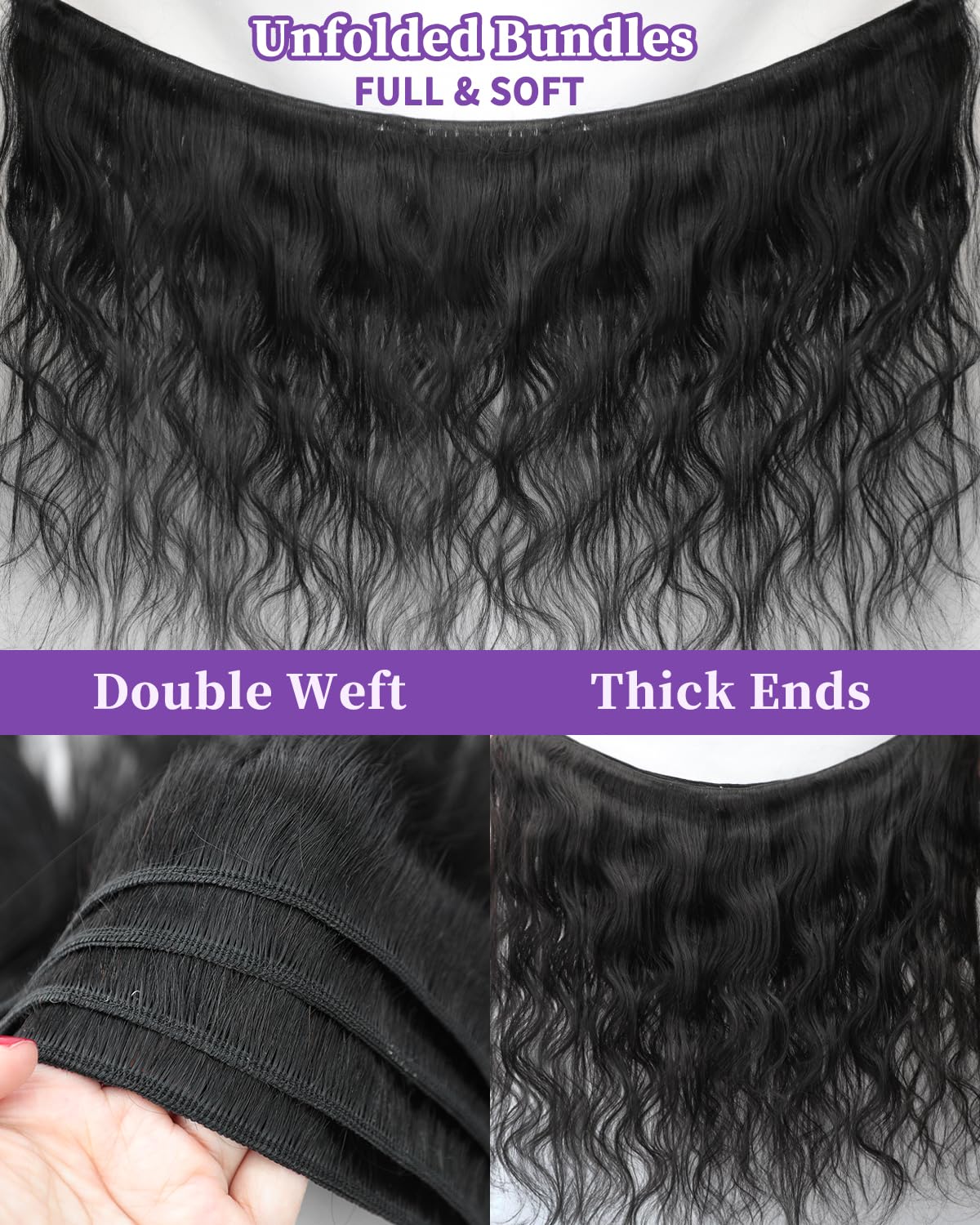 Body Wave Bundles Human Hair 16 Inch 12A Human Hair Bundles Real 100% Raw Unprocessed Brazilian Virgin Sew in Quick Weave Natural Black Deals Thick Hair Extensions
