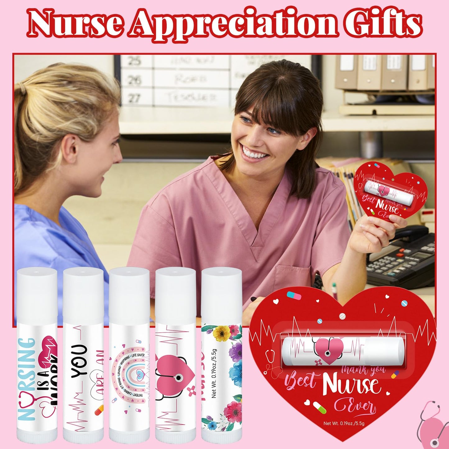 Sacubee 30 Pack Nurses Appreciation Gifts Bulk Nurses Week Lip Balms Hospital Staff Team Thank You Gifts Best Nurse Ever Appreciation Party Favors for Coworkers Midwife Women Volunteer Presents