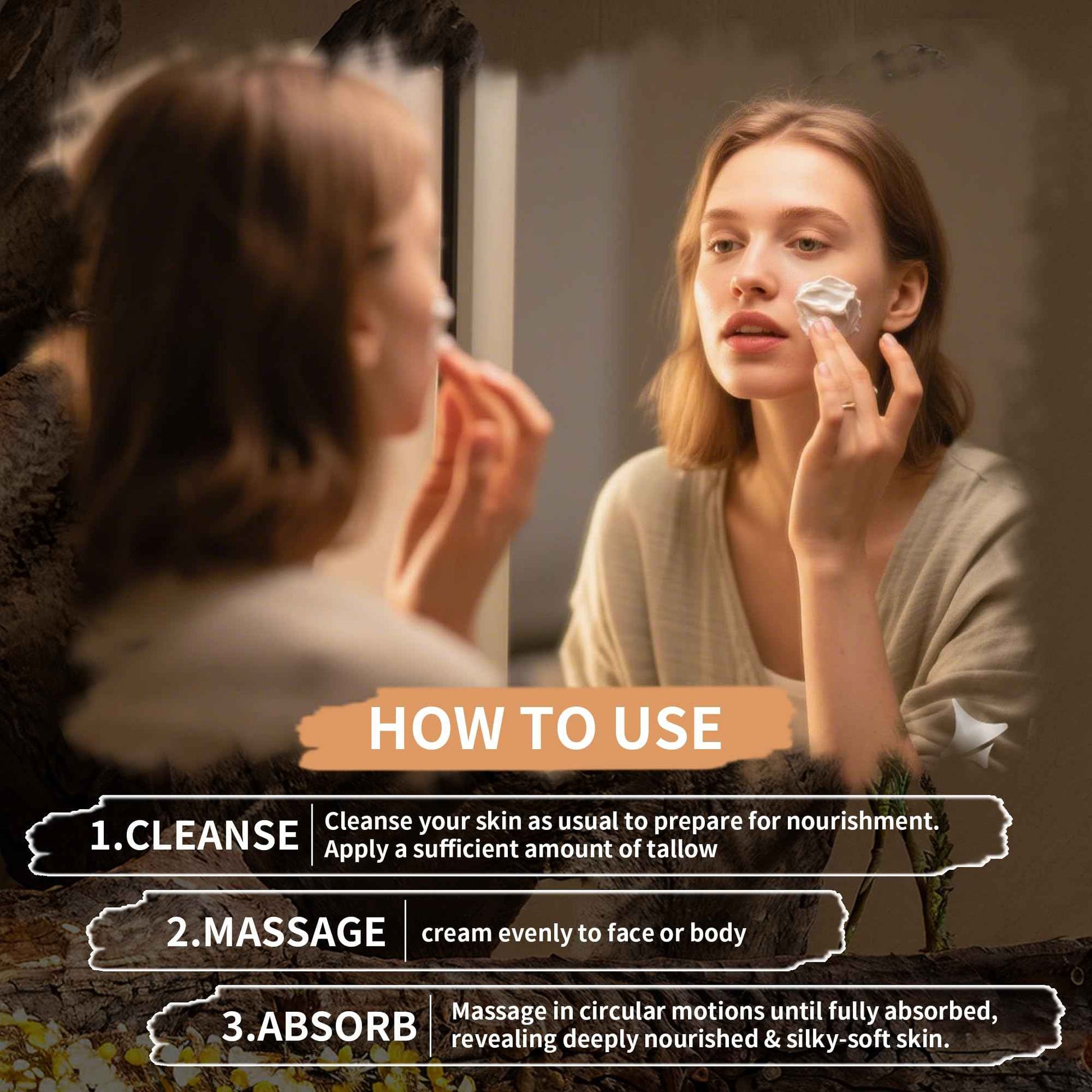 Beef Tallow for Skin - Homemade Beef Tallow and Honey Balm Moisturizer - Natural Grass - Fed Beef Tallow Skincare with Raw Honey Moisturizing Cream for Face Body Lotion Skin Care (3.9 OZ, Lavender)