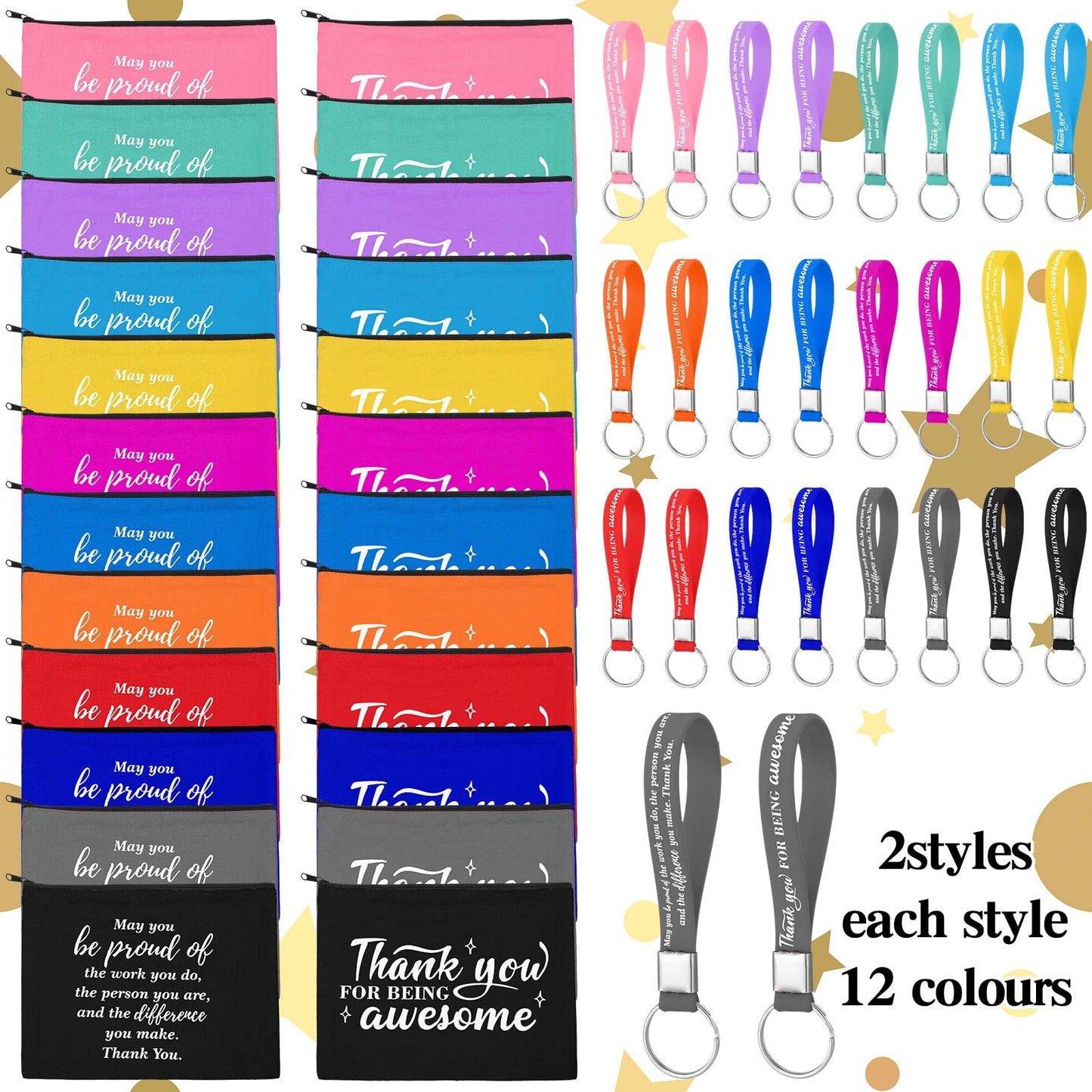 Panelee 48 Pcs Graduation Inspirational Gifts Bulk Makeup Cosmetic Bag with Zipper Keychain Bibles Employee Appreciation Makeup Bags Motivational Gift for Ladies Women Teacher Coworker Gift