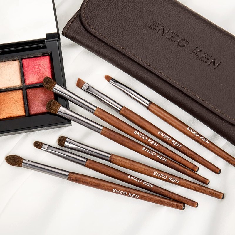 Natural Pony Hair Eye Shadow Brush Set - Professional Small Eyeshadow Brushes for Makeup | Includes Angled & Blending Brushes
