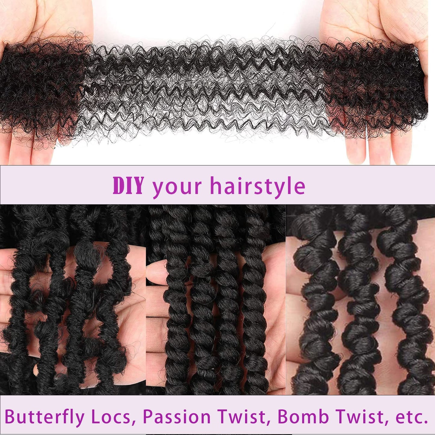 36 Inch Marley Hair Springy Afro Twist Hair 8 Packs Marley Twist Braiding Hair for Faux Locs Crochet Hair Pre Separated Spring Twist Hair Synthetic Hair Extensions(36 Inch, 1B)