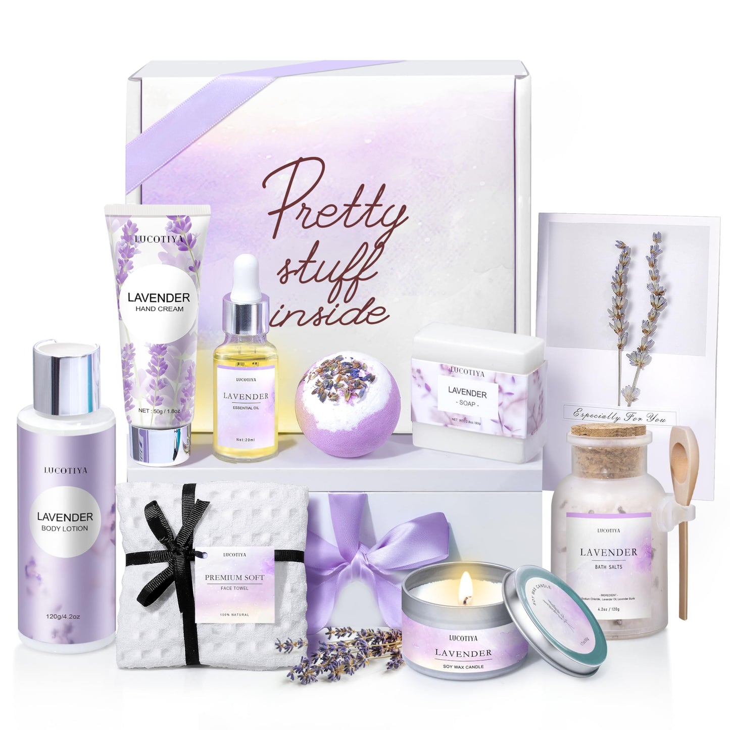 Gifts for Women Gift Basket for Women - 10 Pc Lavender Bath and Body Sets