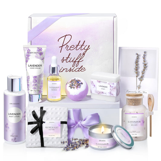 Gifts for Women Gift Basket for Women - 10 Pc Lavender Bath and Body Sets