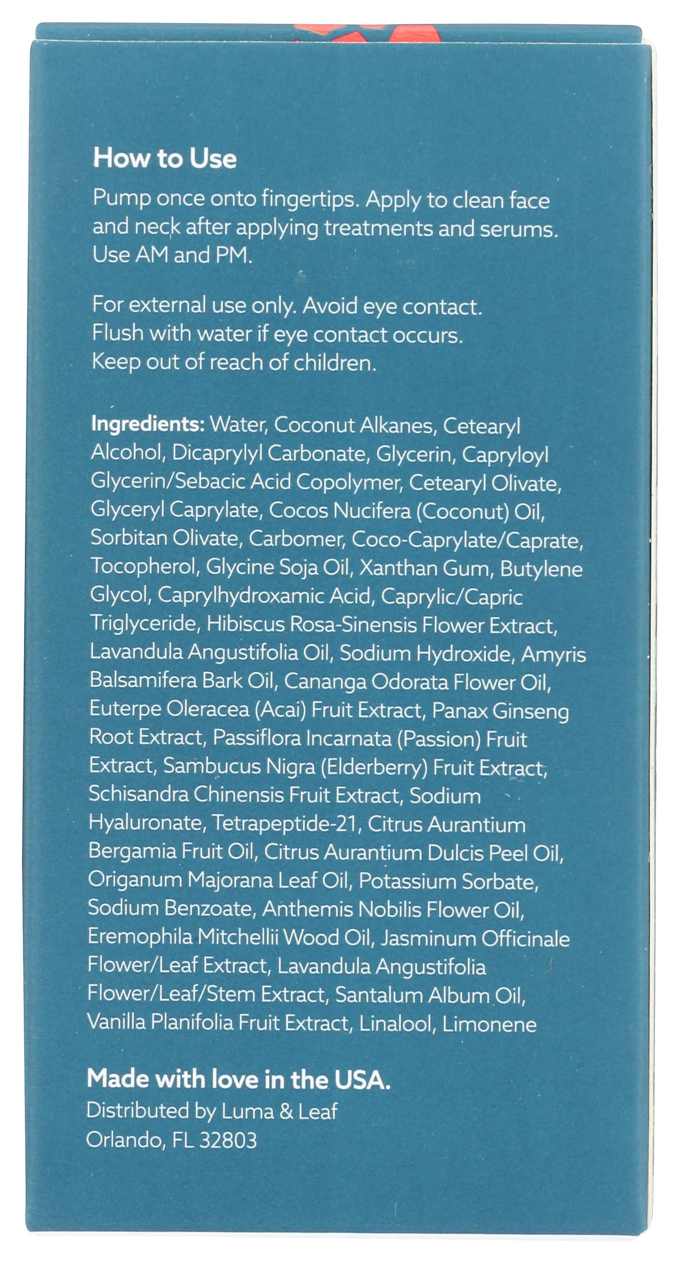 LUMA & LEAF Fresh Lift Peptide Moisturizer - Hydrating Face Cream with Hyaluronic Acid and Hibiscus Lightweight Moisturizer for Smoother Looking Skin and Radiant Glow - 1.7 fl oz