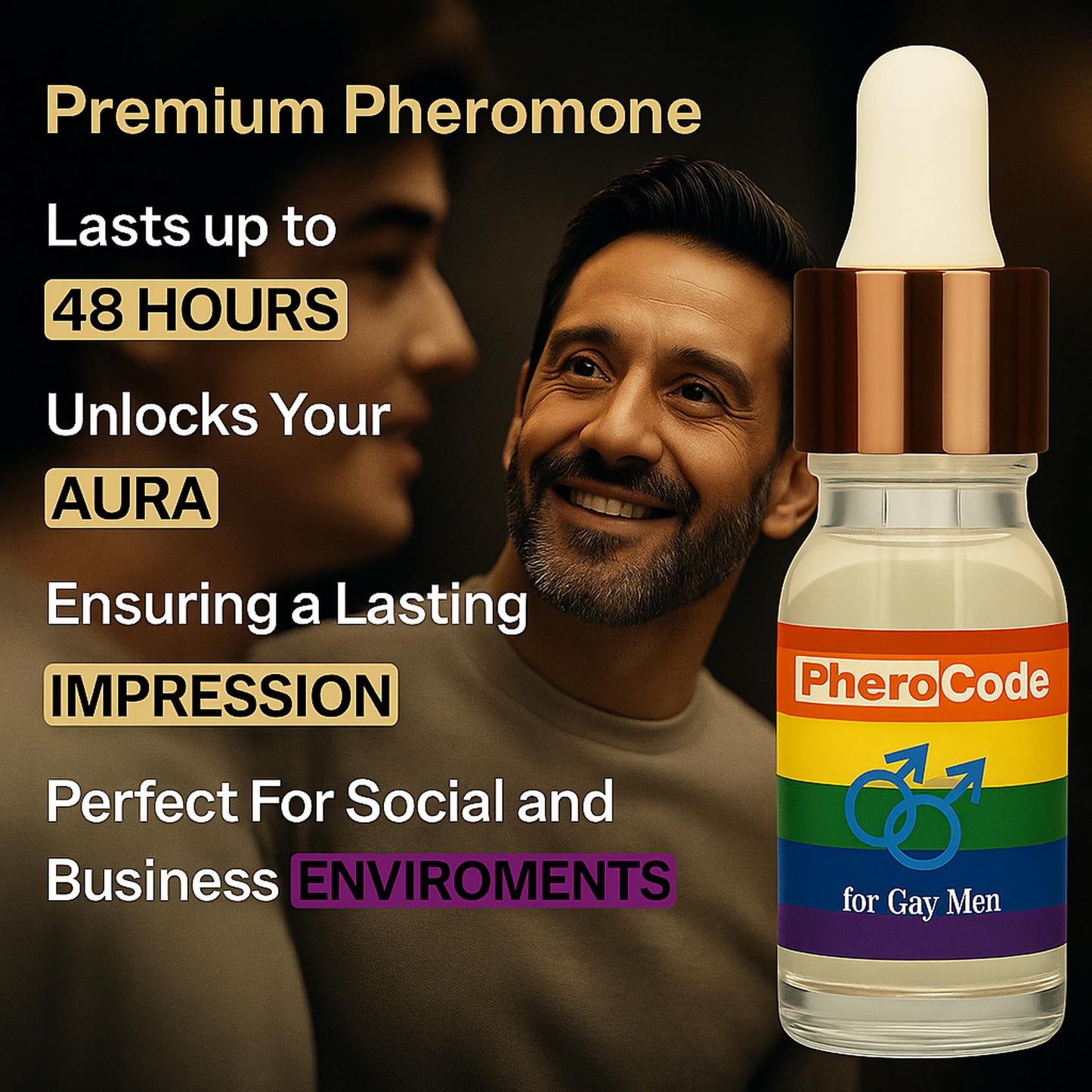 CopulinAndrone Gay Pheromone Cologne for Men Original 0.17 fl oz - 48-Hour Long Lasting Body Oil Crafted for Gay Men - Men's Cologne Perfume Pheromone Oil with Natural Orange Blossom and Sandalwood