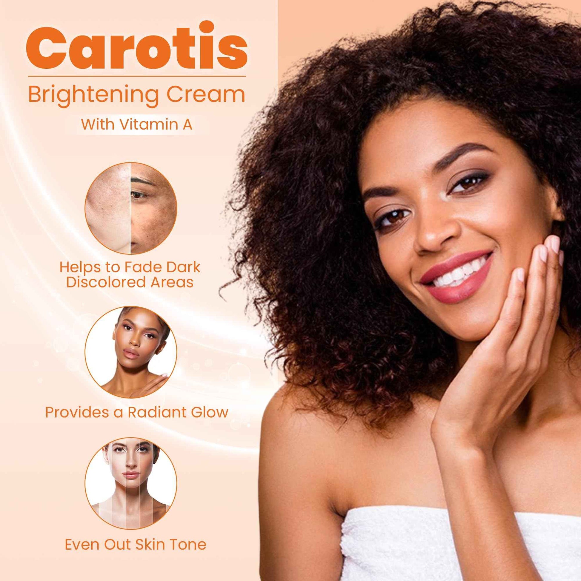 CAROTÏS, Skin Brightening Cream – 300ml / 10.14fl oz – 7 Day Night Cream for Uneven Skin Tone, with Vitamin A