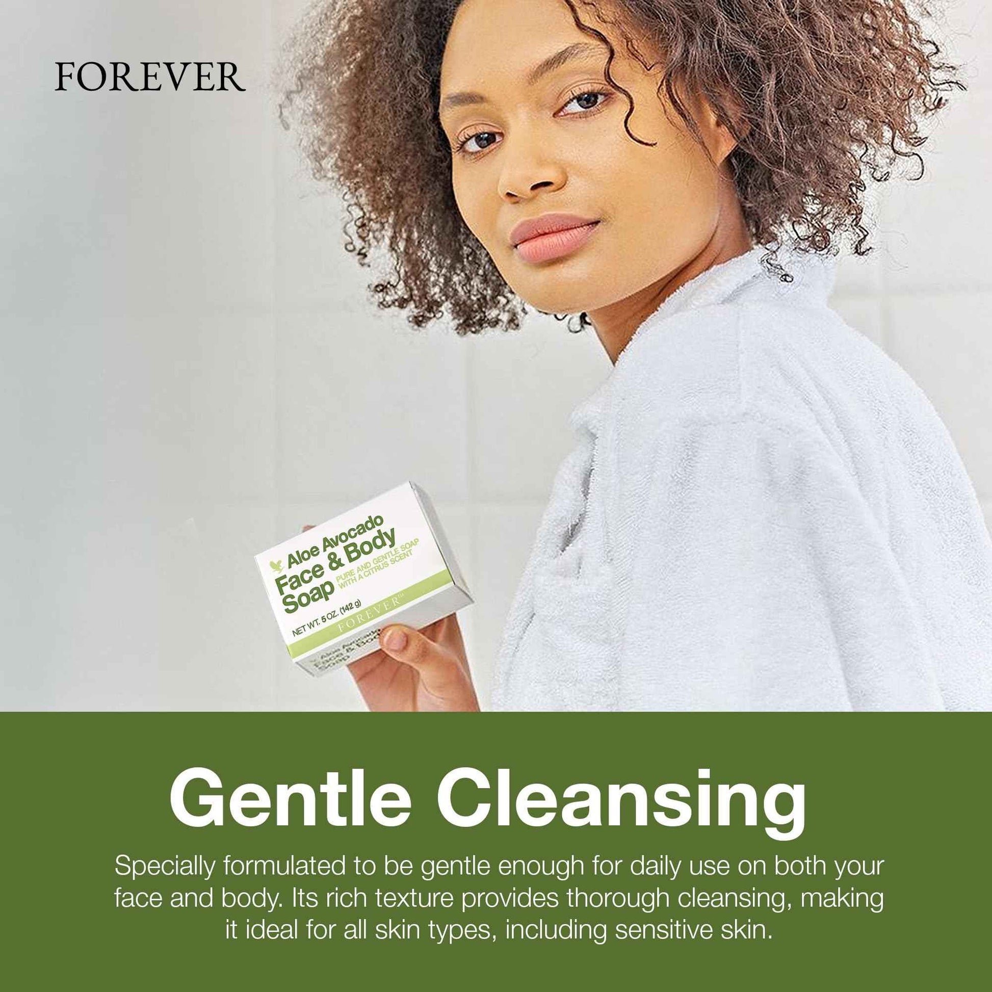 Forever Living - Aloe Avocado Face and Body Soap - Gentle Cleansing with Fresh Citrus Scent and Moisturizing - Pack of 3