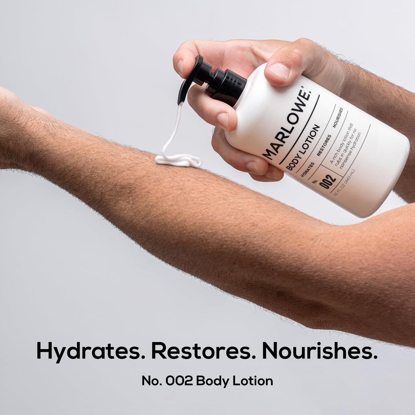 MARLOWE. Body Lotion for Men, 15 oz Pump, Hydrating & Nourishing Daily Moisturizer for Dry Skin, Non-Oily, Clean Vegan Formula with Aloe Vera & Amino Acids, Original Fresh Sage & Fir Scent