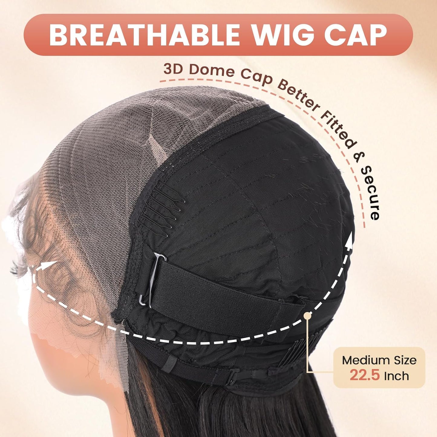 13x6 HD Synthetic Lace Front Wig - Glueless Pre Plucked Hairline, Long Yaki Straight for Black Women | 24 Inch Natural Black