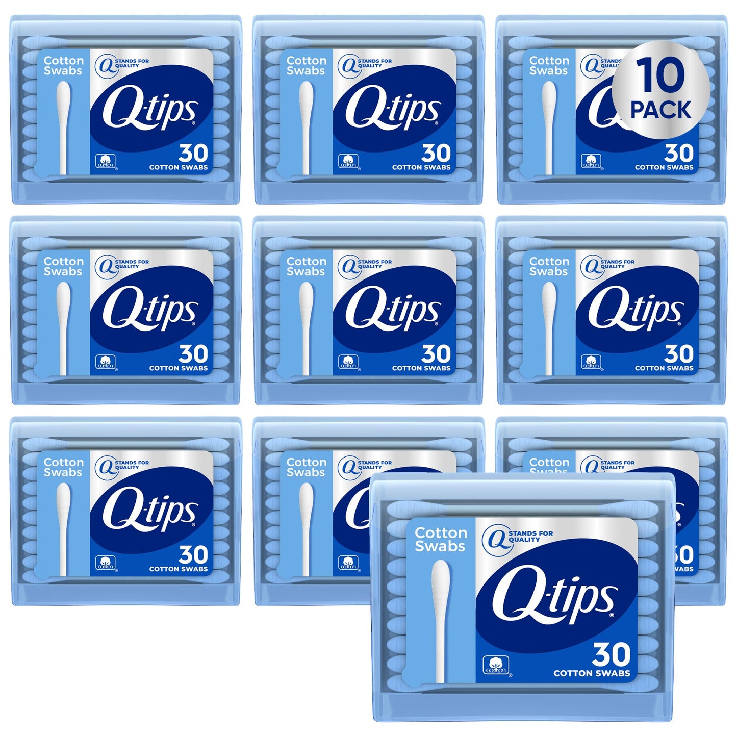 Q-tips Cotton Swabs 30 Count 10-Pack – Travel-Size with Soft Tips, Makeup Tools, Beauty, Personal Care & Household Essentials