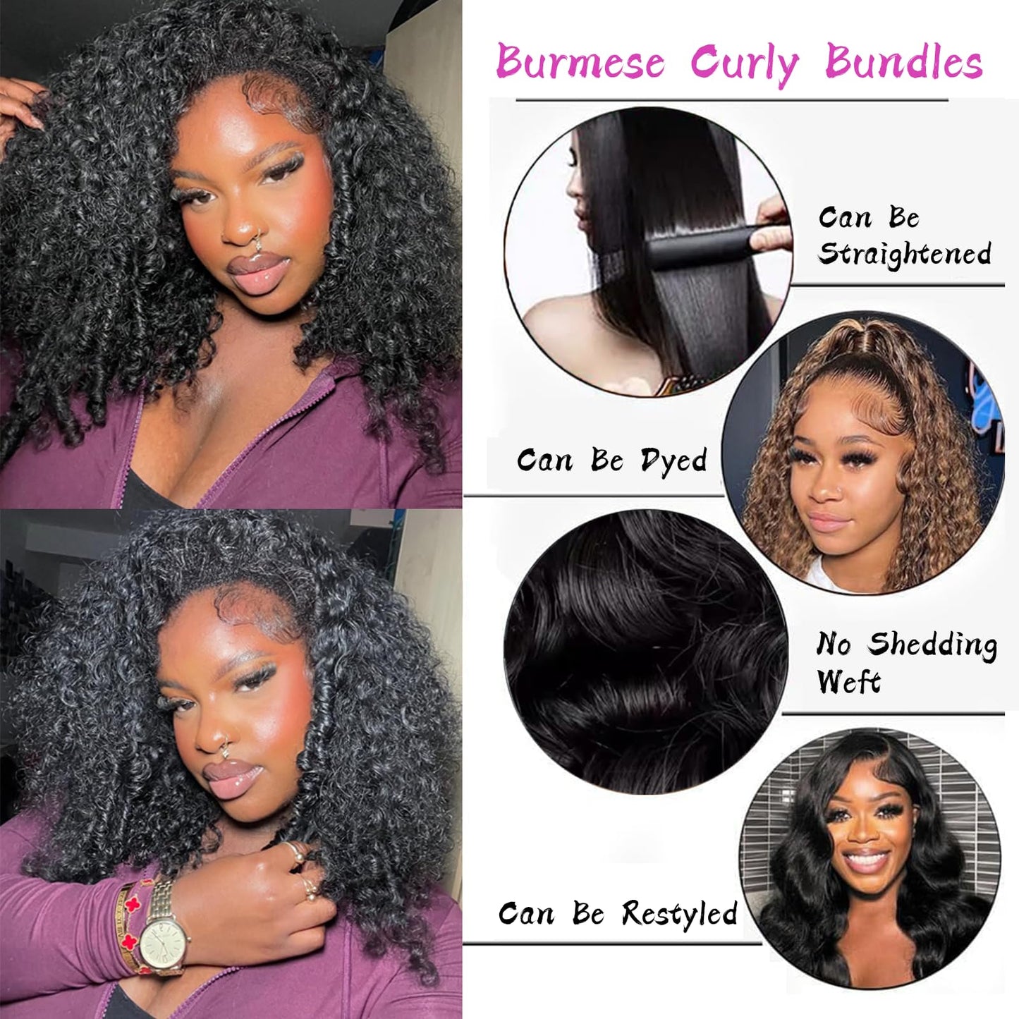 Muzkala Burmese Curly Bundles Human Hair Water Wave Human Hair 100% Unprocessed Brazilian Virgin Remy Hair Bundles Quick Weave for Women Natural Black (Burmese Curly Natural Black, 18 Inch)