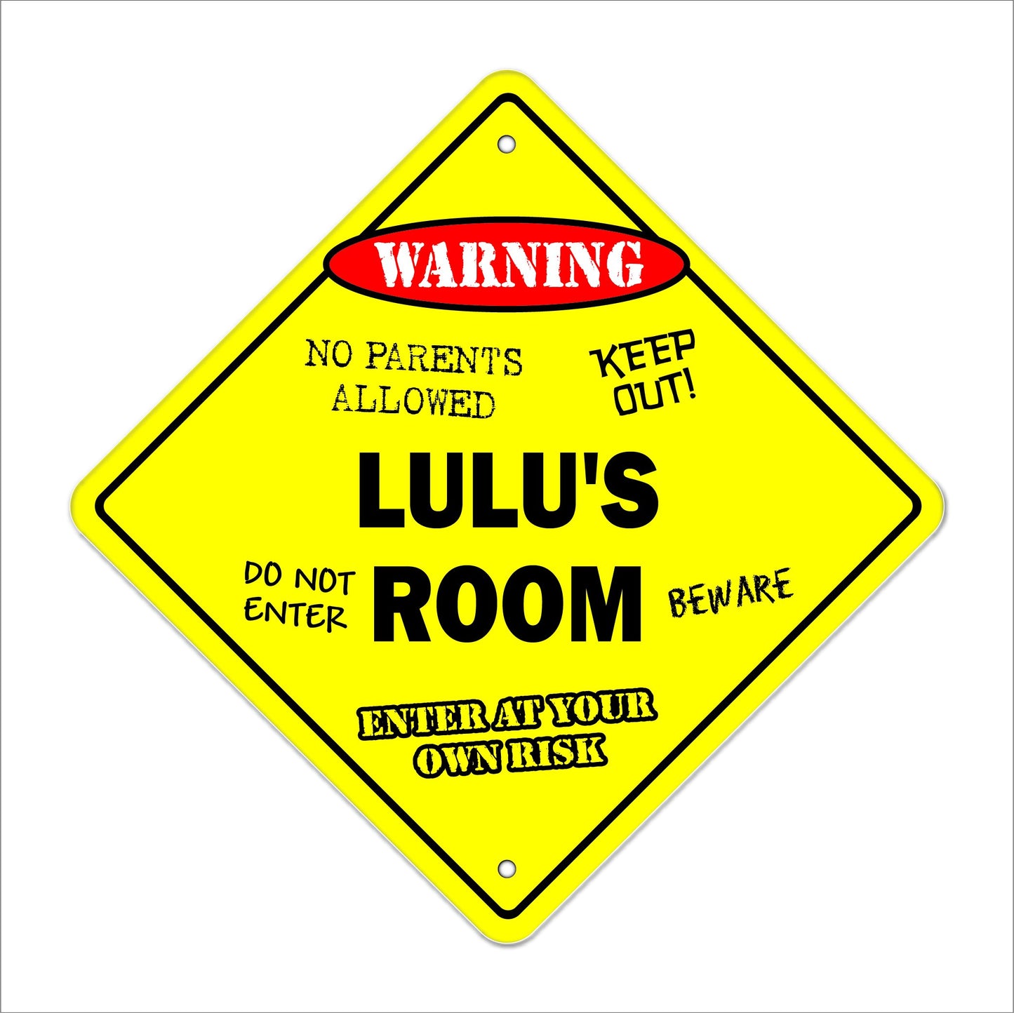 Lulu's Room Sign Crossing Zone Xing | Indoor/Outdoor | 12" Tall Kids Bedroom Decor Door Children's Name boy Girl