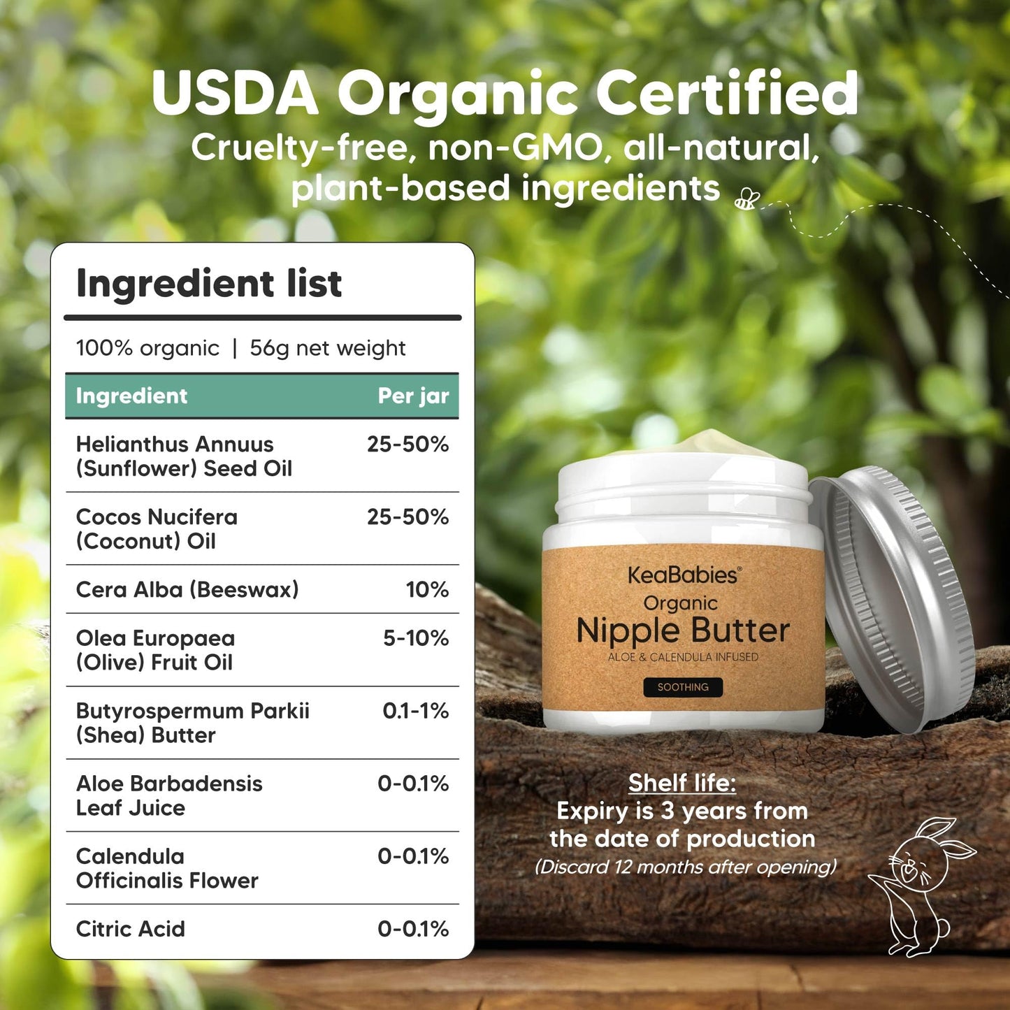 Organic Nipple Butter for Cracked, Sore, Relief - Nursing Nipple Cream Safe for Breastfeeding, 100% Natural Clean Breast Cream, Non Lanolin Balm, Mom Postpartum Breastfeeding Essentials,2oz (Soothing)