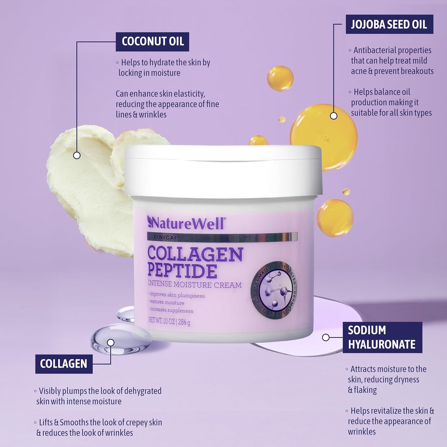 Nature Well Clinical Retinol & Collagen Peptide Moisturizing Cream Bundle - 16oz & 10oz | Rejuvenate, Hydrate, Smooth Skin