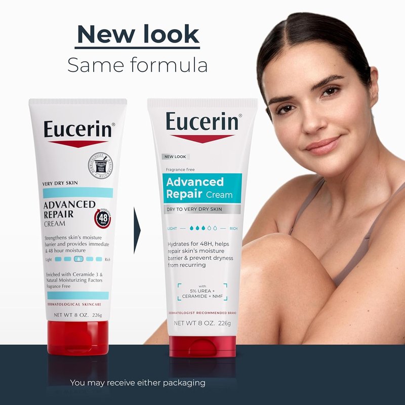 Eucerin Advanced Repair Body Cream - Urea-Enriched Moisturizer for Dry Skin | 8 OZ Unscented Tube