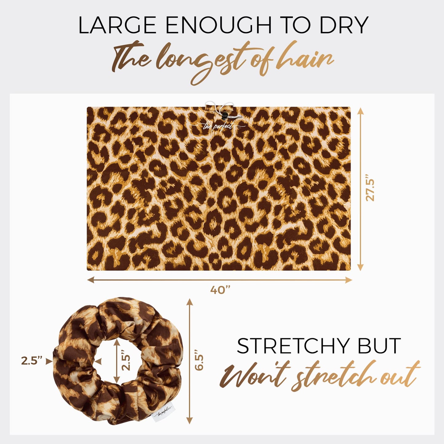 THE PERFECT HAIRCARE Microfiber Hair Towel Wrap + 2 Smooth Large Hair Drying Tie for Wet Hair - Anti-Frizz, Gentle, Super Absorbent Hair Scrunchies for Women - Also Use as a Face Washing Wristband