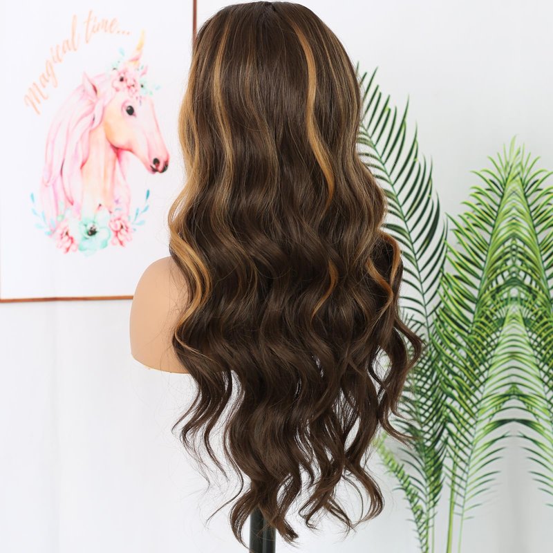ANDRIA 13x4x1 HD Lace Front Wigs Body Wave Glueless Pre Plucked Lace Frontal Wigs For Black Women 250 density Loose Wave Synthetic Lace Front Wig With Baby Hair 26 Inch (Honey Blonde Highlight)
