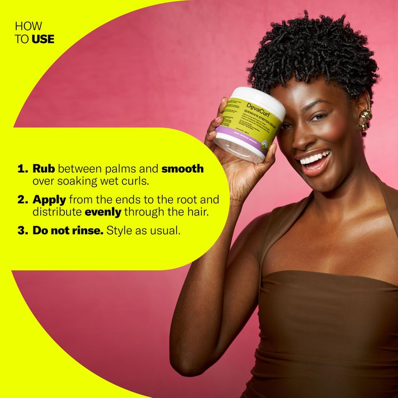 DevaCurl Quench'n Stretch Cream Mositurizing Defining Curl Cream, 12 oz | Improves Curl Definition | Non-Crunchy | Non-Stiff