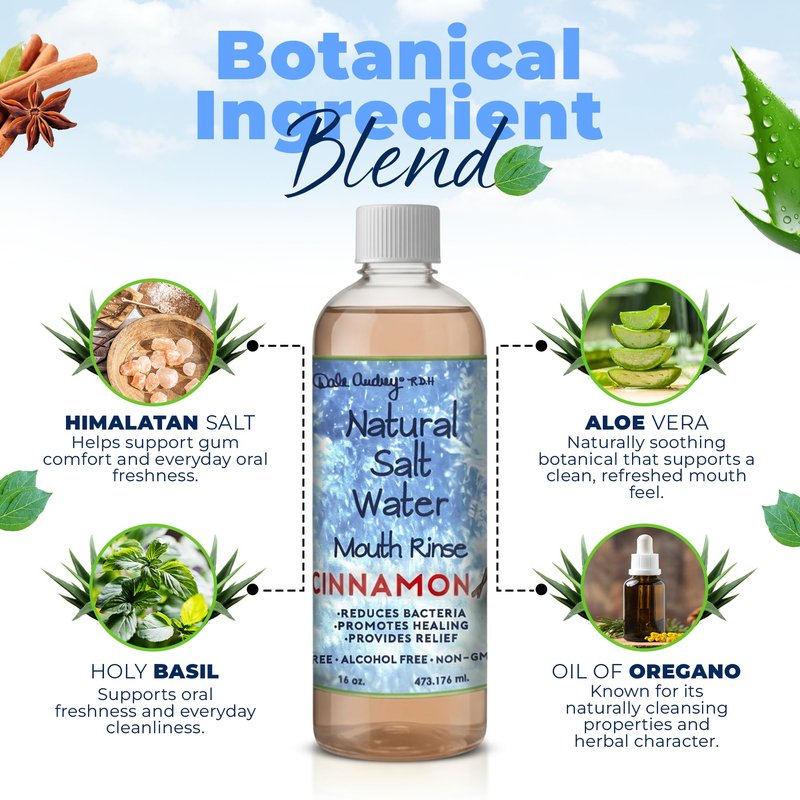 3 Pack Natural Saltwater Mouth Rinse | Himalayan Pink Salt Water Oral Rinse | Organic Cinnamon Flavor Fluoride & Alcohol Free Mouthwash for Fresh Breath | Natural Gum Care Mouthwash-16 FL Oz