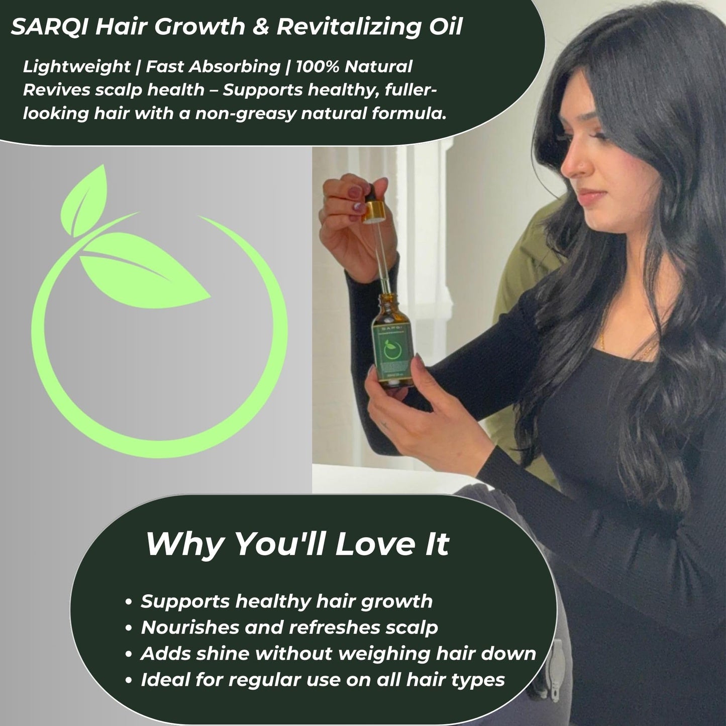 Hair growth Oil 100% Natural Lightweight Serum with Jojoba, Fractionated Coconut, Grapeseed, Argan, Vitamin E, Rosemary, Peppermint, Lavender, for Nourished Hair growth & Scalp Health