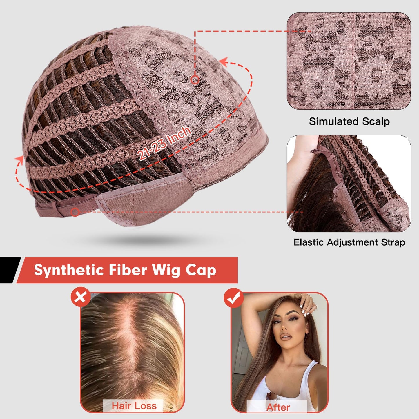 Allbell Brown Wigs for Women Long Straight Wig Layered Brown Hair Wig 24Inch Middle Part Dark Brown Wig Natural Heat Resistant Synthetic Fiber Wig for Party Halloween