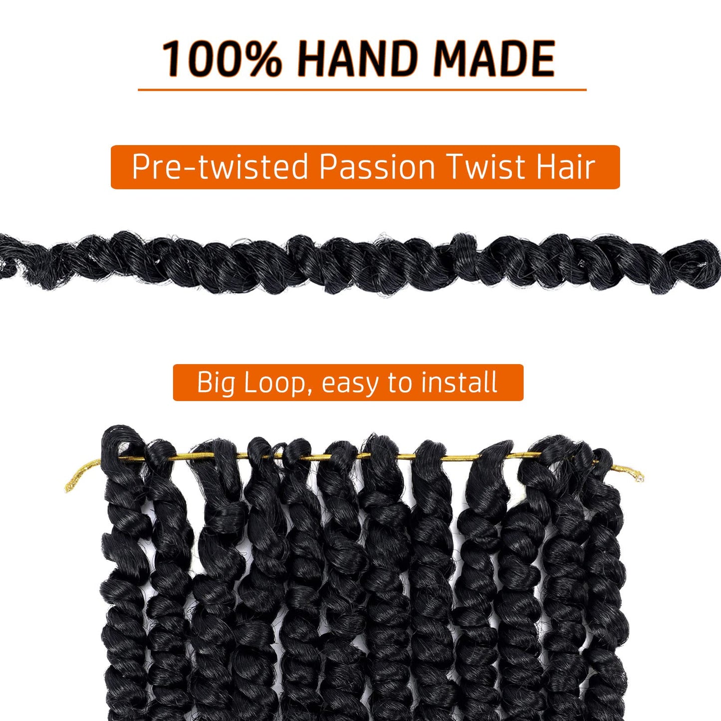 Passion Twist Hair 18 Inch Pre-twisted Passion Twist Crochet Hair for Women Pre-looped Water Wave Crochet Braids Bohemian Curly Crochet Hair Synthetic Hair Extensions 8 packs 1B