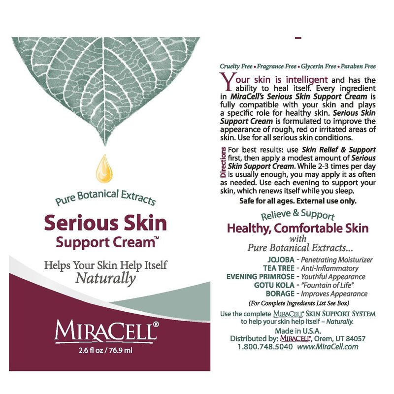 Miracell Serious Skin Support Cream 2.6 oz, moisturizing for psoriasis, eczema, rosacea, rashes, all skin conditions.