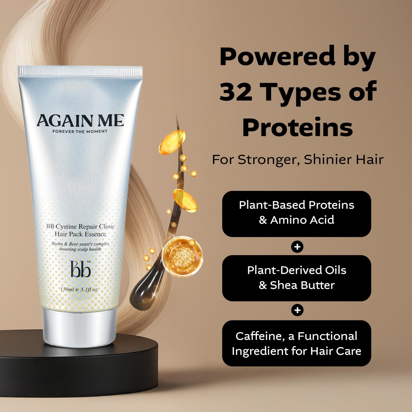 Again me Korean Hair Pack Essence - Nourishing Hair essence for Dry, Frizzy, and Damaged Hair|Lightweight Smoothing Essence|Frizz Control and Volumizing|Silicone, Sulfate, Paraben Free 5.07 Fl oz