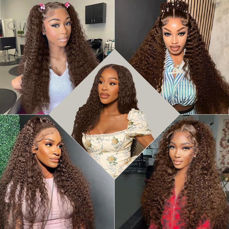 Brown Deep Wave Closure - 4x4 Transparent Lace Closure | 14-Inch Dark Brown Virgin Hair with Pre-Plucked Baby Hairs
