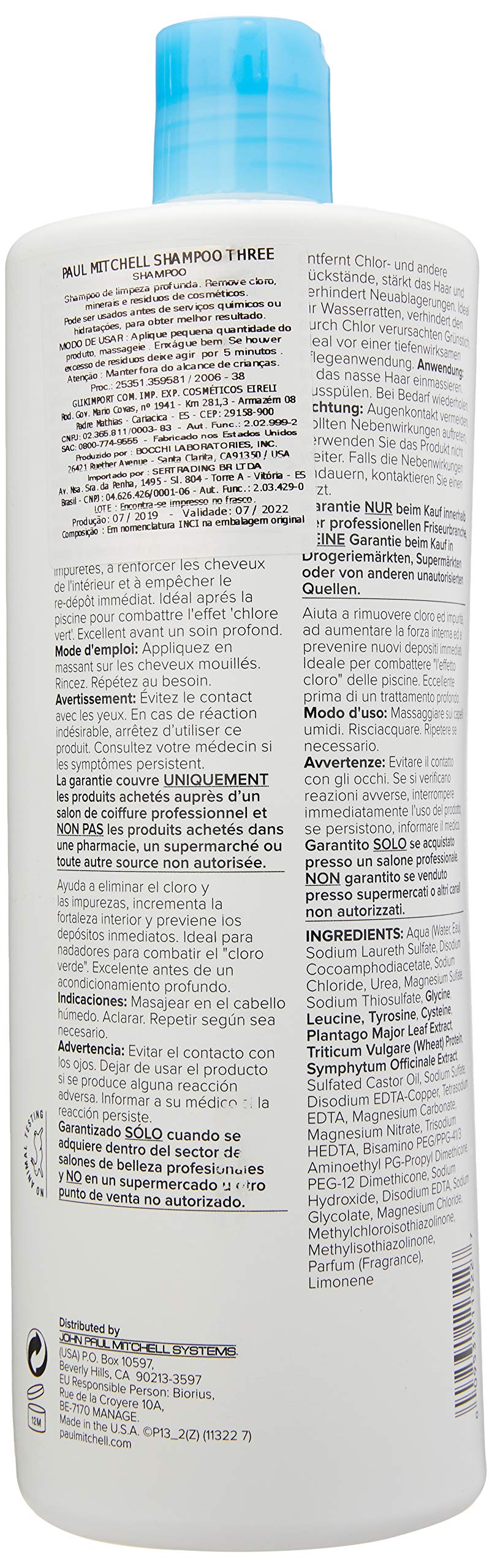 Paul Mitchell Shampoo Three, Clarifying, Removes Chlorine, For All Hair Types