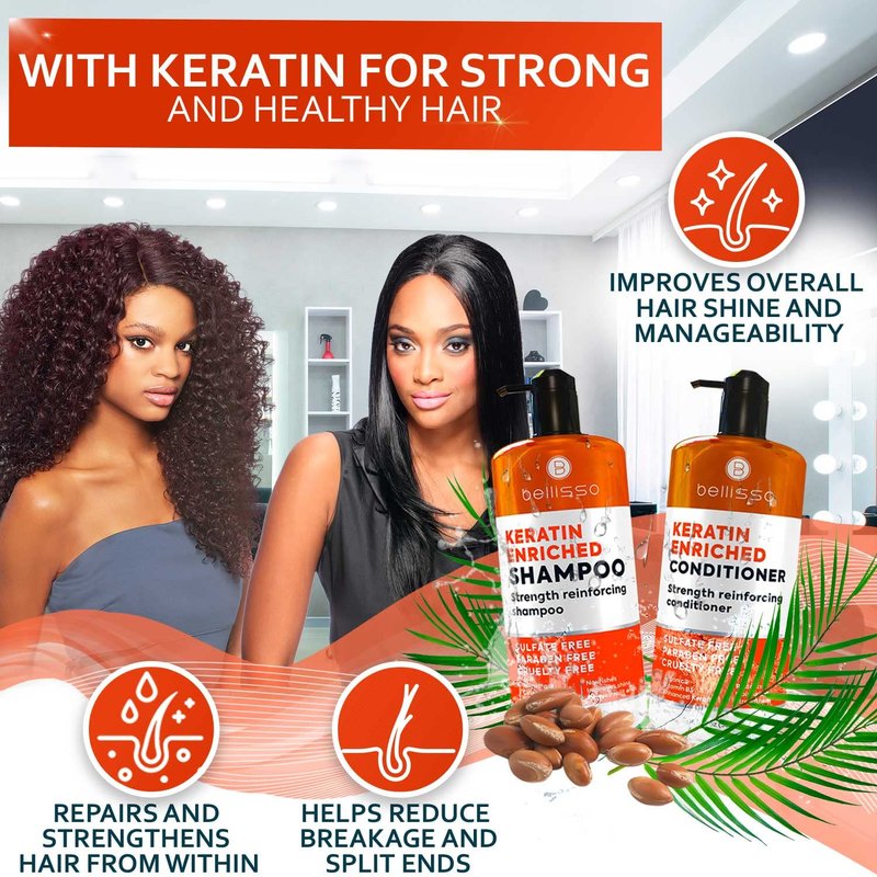 BELLISSO Keratin Shampoo and Conditioner Set and Keratin Hair Mask