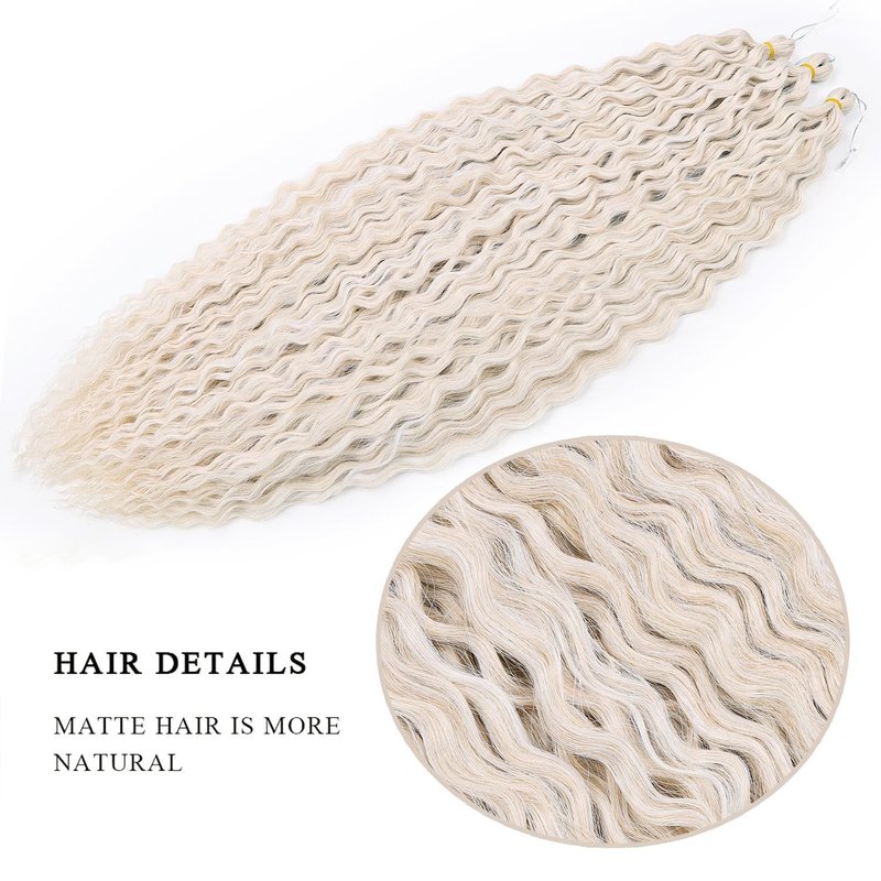 MAYSA Ocean Wave Crochet Hair 22inch Curly Braiding Synthetic Deep Wavy Crochet Hair Extensions 6packs #56C Platinum Blonde