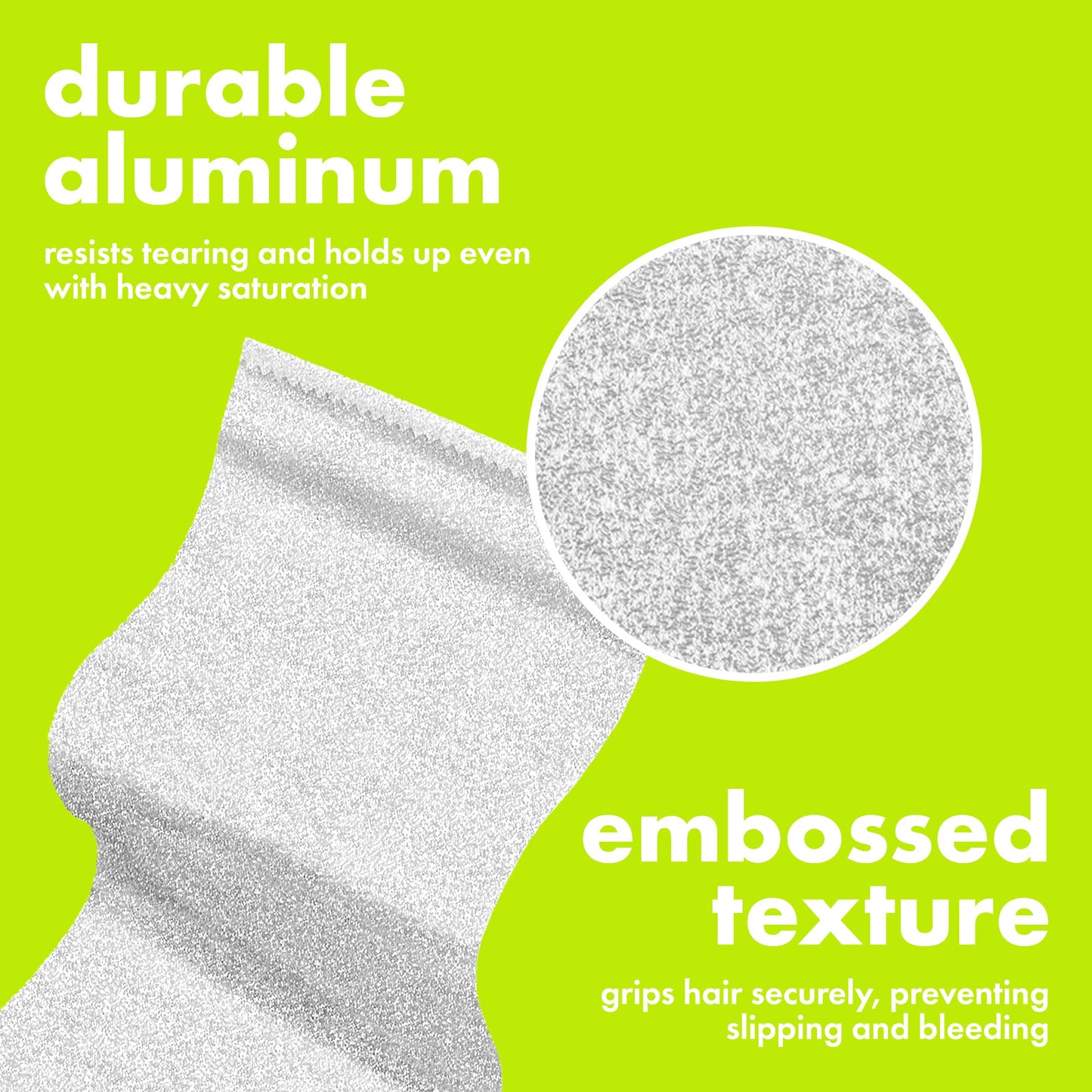 Colortrak Embossed Sheets Silver Aluminum Foil Pop-up Dispenser, 1000 Pre-cut Sheets Non-slip Textured for Hair Foil Coloring and Highlighting Applications, Silver, 5 x 11