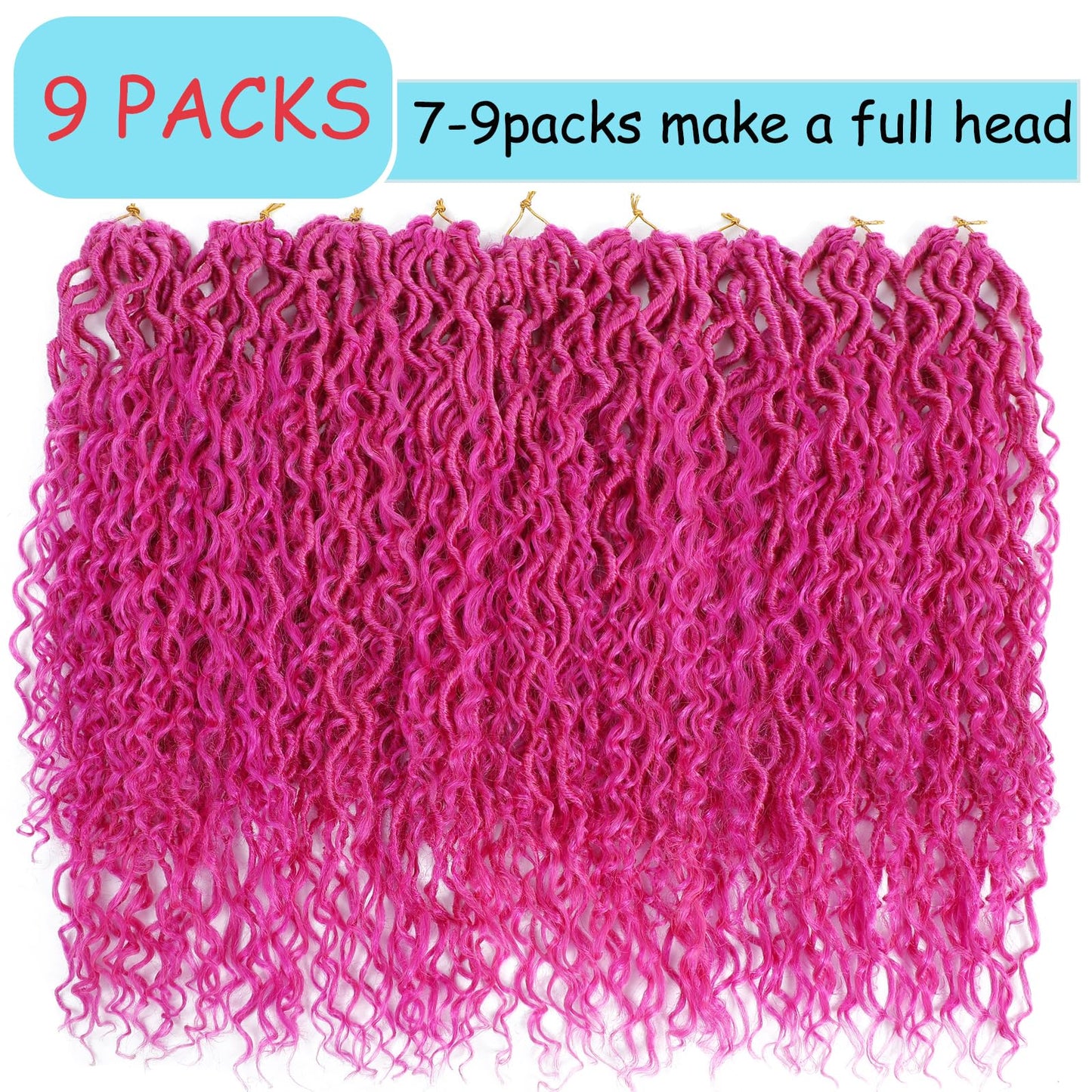 Boho Goddess Locs Crochet Hair18 Inch Boho Hippie Locs Crochet Hair Curly Faux Locs Crochet Hair River Locs For Women (18 Inch (Pack of 9), Rose Pink)