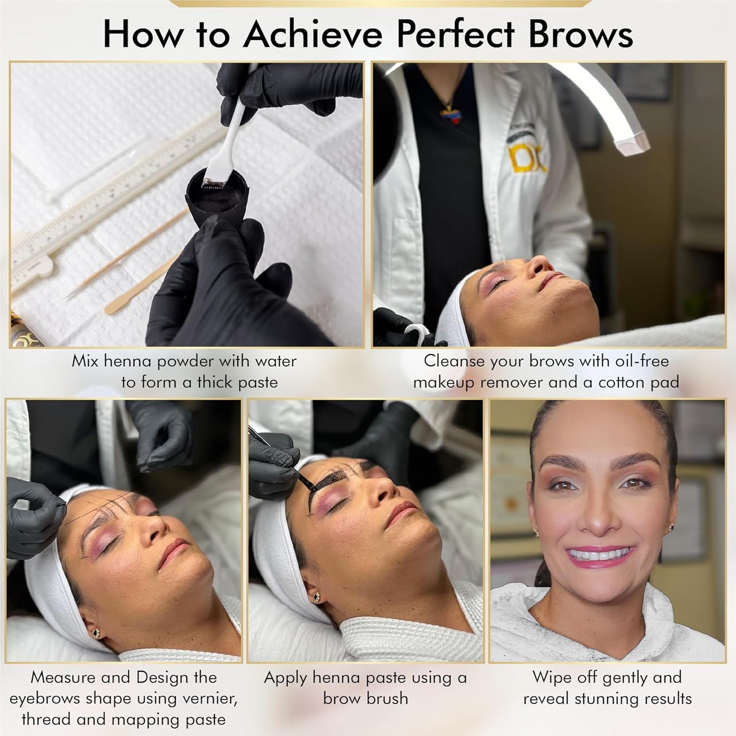 **Professional Shading Touch-Up Kit - Herbal Henna Color Powder with Mixing Dish, Stir & Brush | 3.5g | Natural Deep Dark Brown**