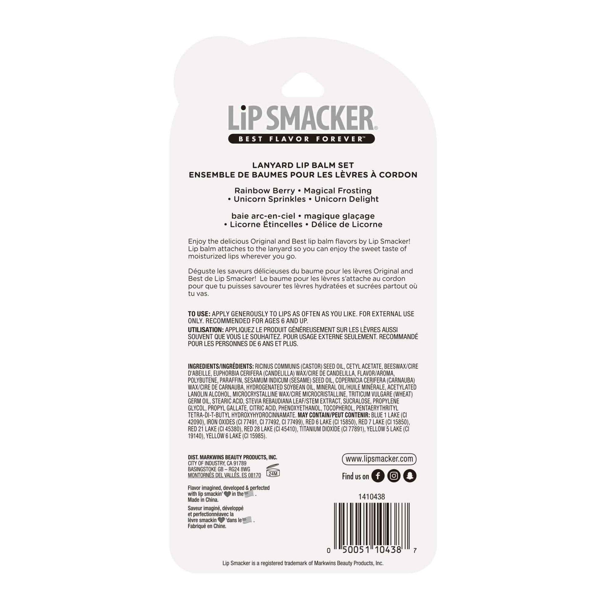 Lip Smacker Flavored Lip Balm Set With Lanyard, Unicorn, Lip Care to Moisturize Dry Lips