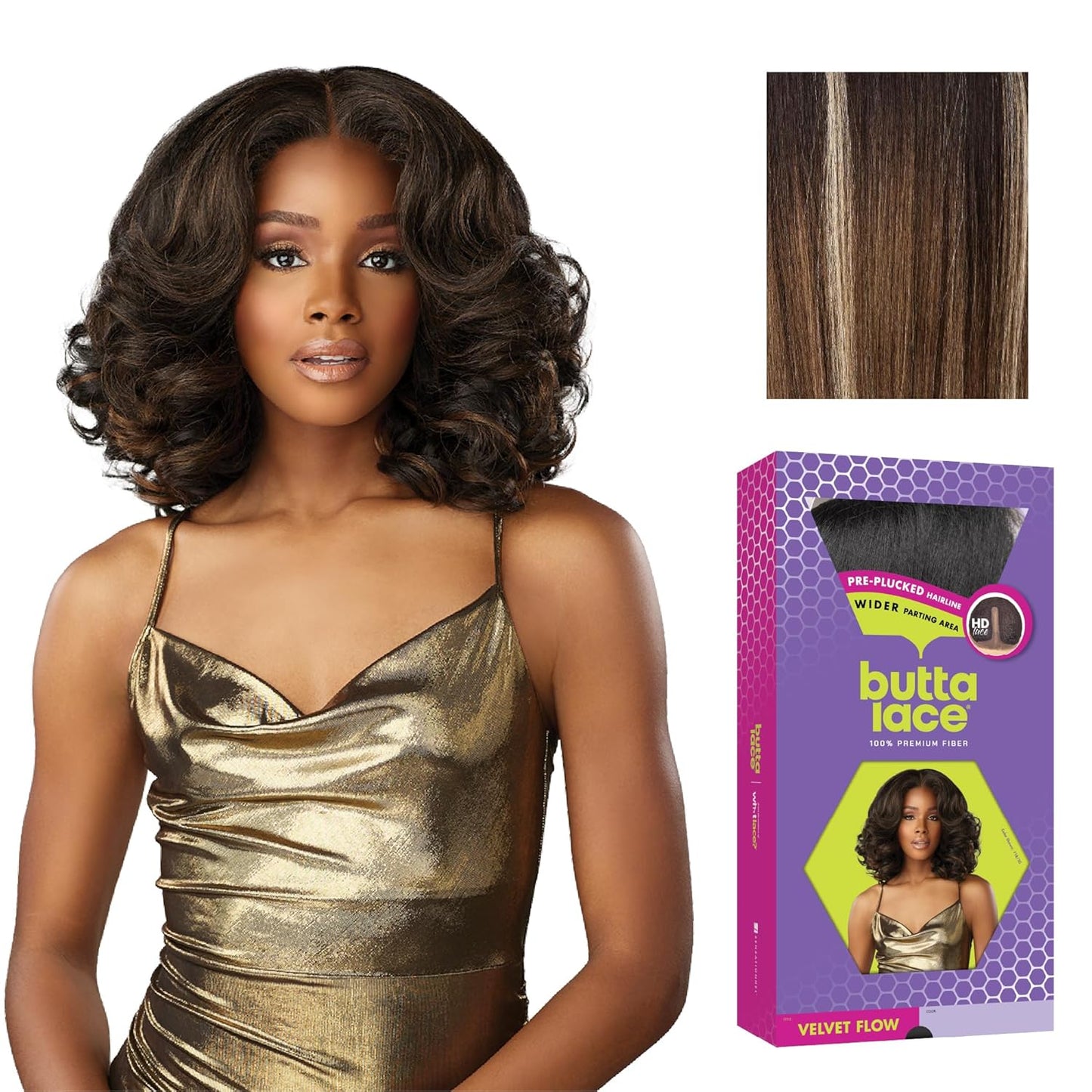 Sensationnel Butta Lace Wigs - Velvet Flow Extra Wide 5" Deep Part Synthetic Hair | Balayage Mocha